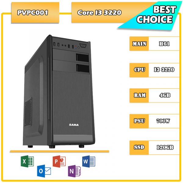 Pc Văn Phòng Cũ H61 Core I3 3220 4GB (Thùng)