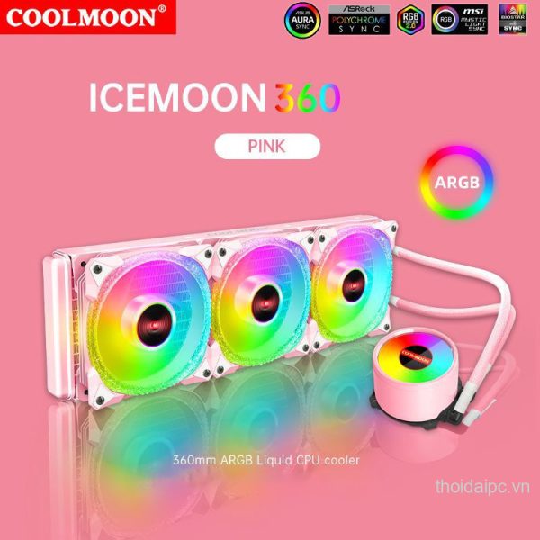 TẢN NHIỆT COOLMOON 360 (3fan) PINK