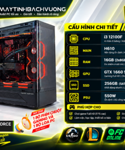 PC GAMING H610/I3 12100F/GTX 1660S/ Nguồn 550W(VGA đã qua sử dụng - Linh Kiện Còn Lại All NEW)