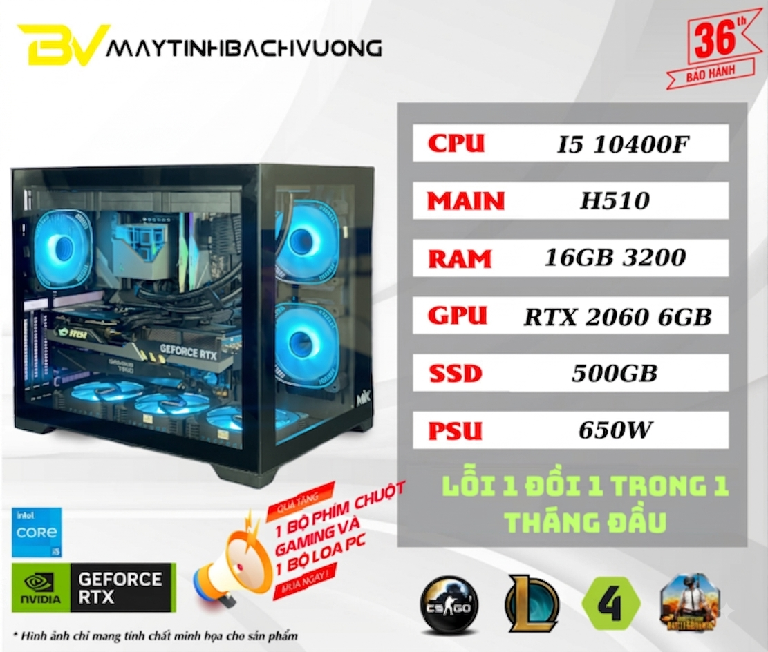 PC GAMING H510M/I5 10400F/RTX 2060 6G (VGA đã qua sử dụng)