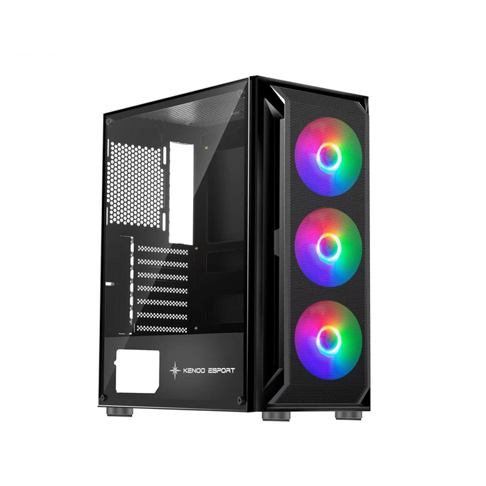 Vỏ Case KENOO ESPORT AF301 - 3F - Black (ATX/ 3 Fan RGB) New