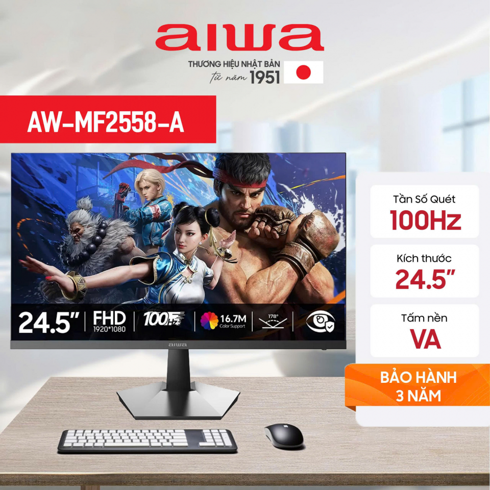 Màn hình Aiwa AW-MF2558-A 24.5 inch, FHD, VA, 100Hz NEW